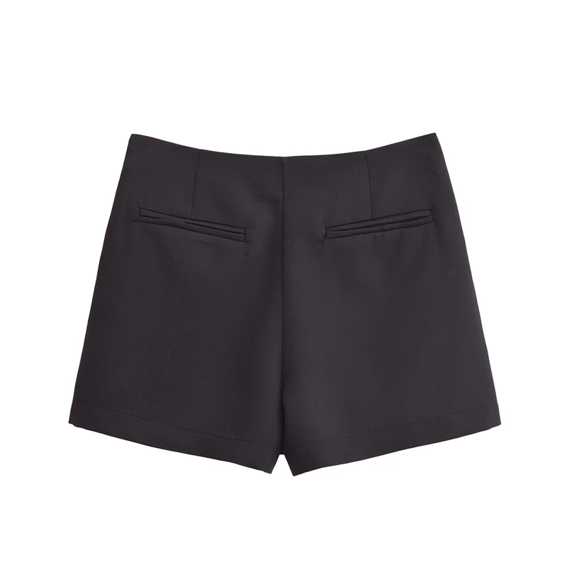 XNWMNZ 2024 Autumn New Woman's Casual Side Zipper Skirt Pants High Waist Hipster Woman Short Bottoms Ruffles Regular Fit Shorts