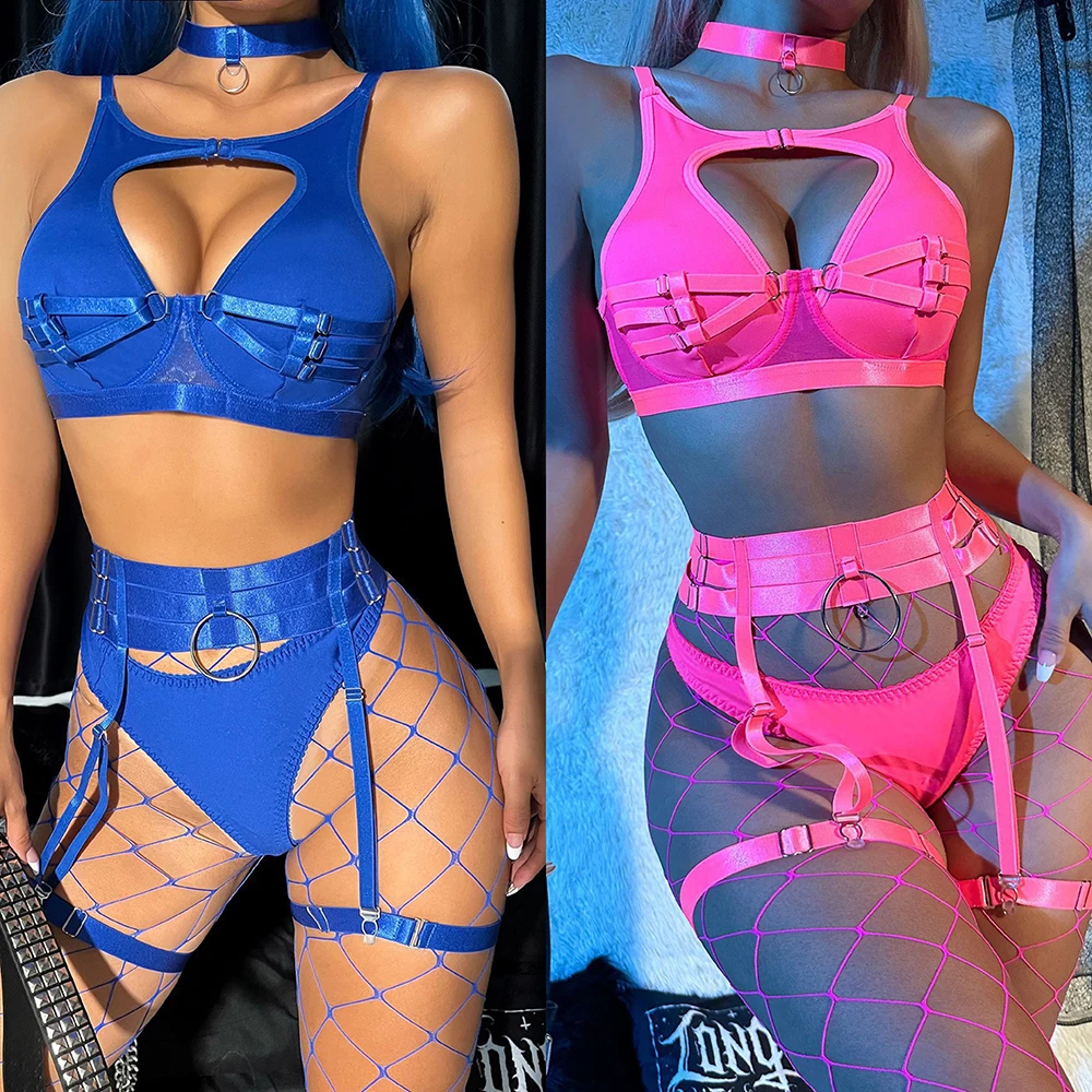 

2023 New Jazz Dance Costumes For Women Sexy Bandage Bikini Sets Nightclub Bar Dj Female Singer Pole Dance Clothing DQL8218