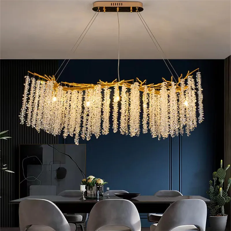Round Branch Crystal Chandelier For Dining Room Kitchen Living Room Bedroom Gold Modern Luxury Hanging Branches Chandeliers led chandelier,ceiling chandelier,art lighting fixtures