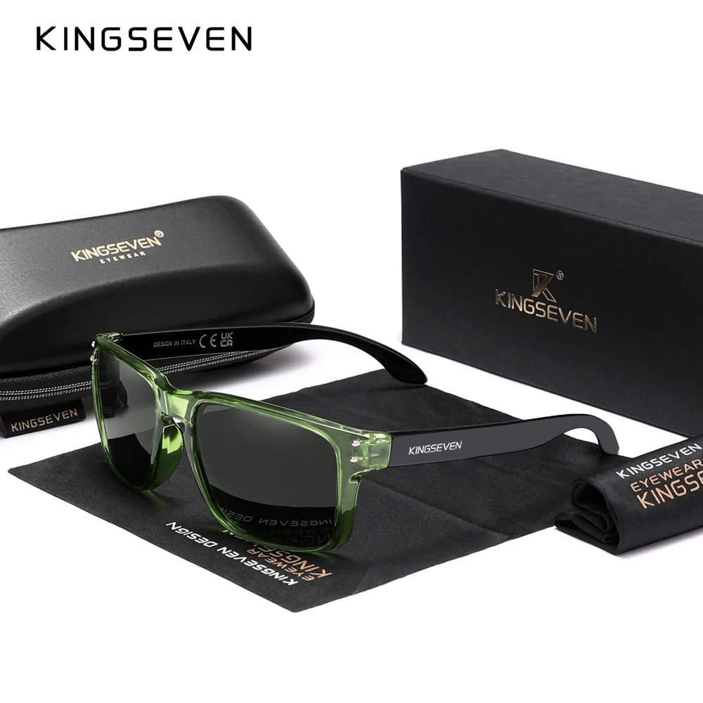 KINGSEVEN Retro TR90 Polarisierte Quadratische Sonnenbrille Frauen Männer Carbon Faser Muster Design Outdoor Sport Brillen