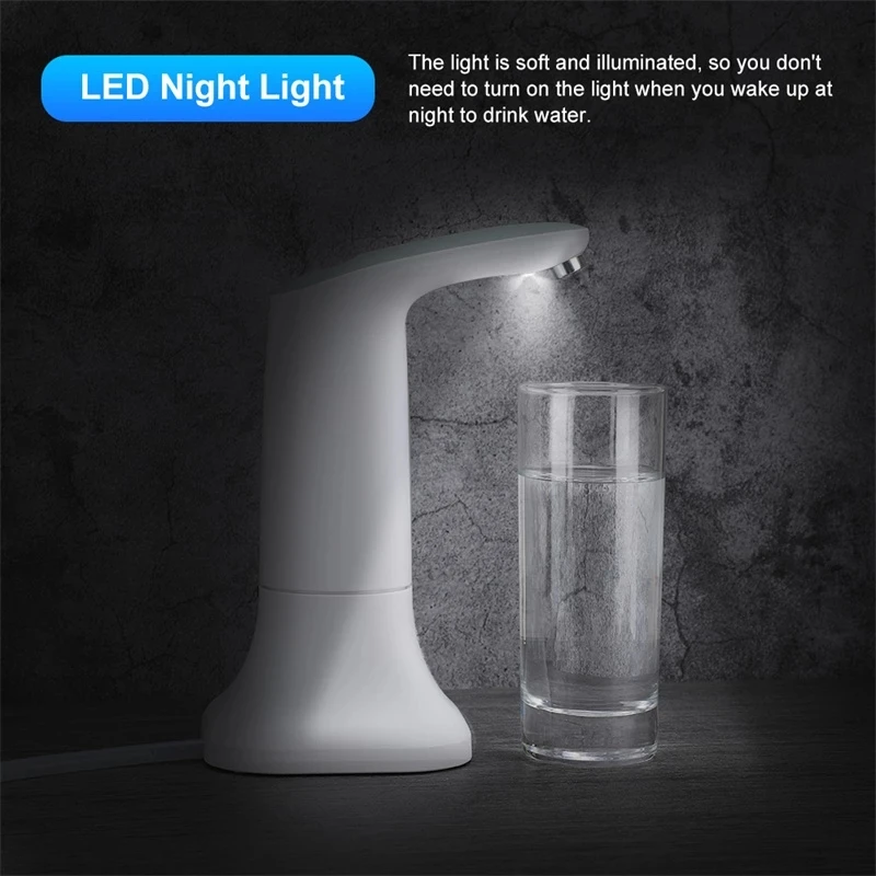 Electric Smart Water Bottle Dispenser Portable Automatic Drinking Water Pump Base LED Night Light Device