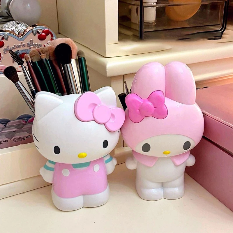 Anime Hello Kitty Pen Holder Melody Makeup Brush Storage KT Cat Holder Desktop Decorative Storage Bucket Birthday Ornament Gifts 1