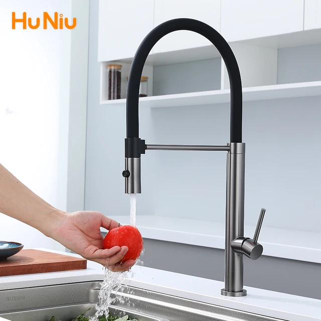ก๊อกน้ําห้องครัวก๊อกน้ําอ่างล้างจานยางดึง Stream Sprayer ก๊อกสแตนเลส 304 Rotatable KITCHEN Mixer Water TAP Crane 1