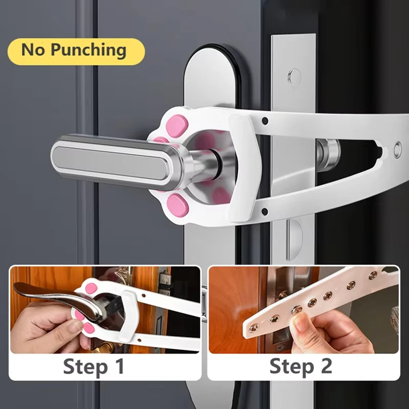 Adjustable Elastic Cat Door Holder Latch Punch-Free Gate Lock Keep Cat Dog Out from Entering Door Holder Latch Pet Supplies cat door pet door