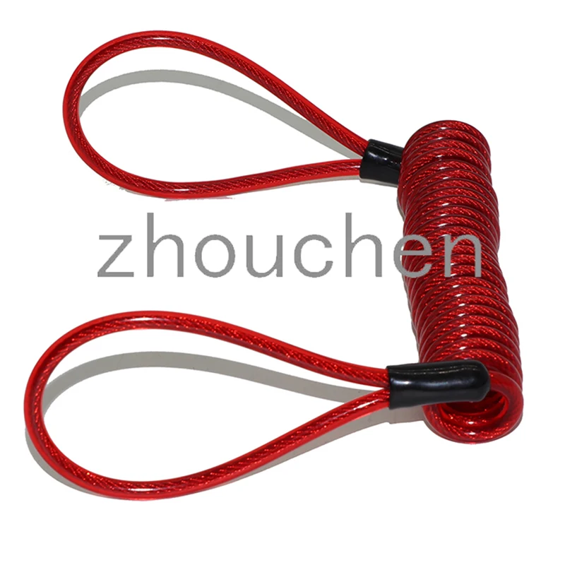 2 Pack Lock Reminder Cables-Disk Security Spring Wire Rope Scooter Motorcycle Accessories Blue+Red
