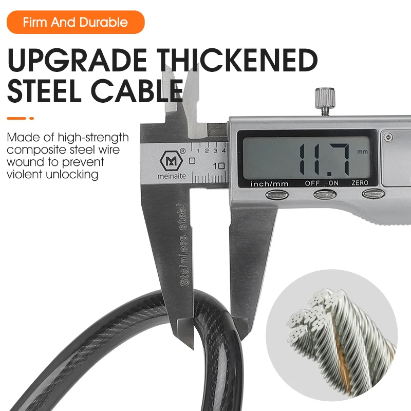 WEST BIKING 2M Lengthen Bike Password Lock Anti Theft MTB Road Bicycle Cable Lock Electric Bike Motorcycle Cycling Accessories