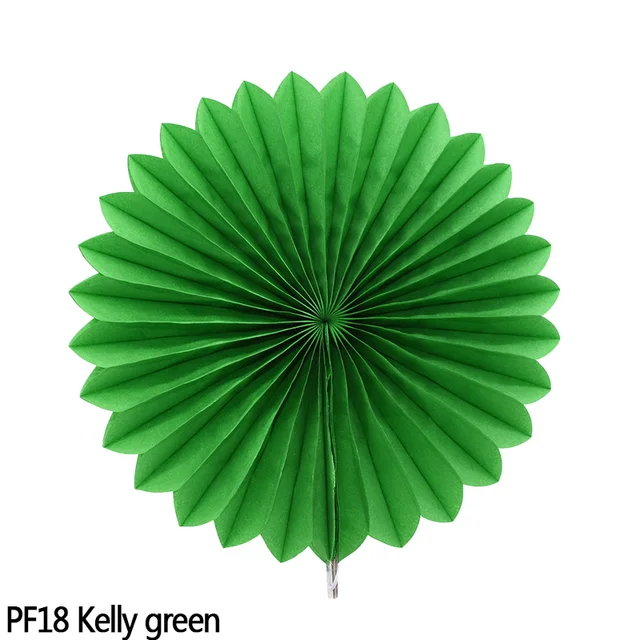 5pcs 10-30cm Color Tissue Paper Cut-Out Paper Fans Pinwheels Hanging Flower Paper Crafts for Wedding Party Birthday Decor Suppli PF18-Kelly green