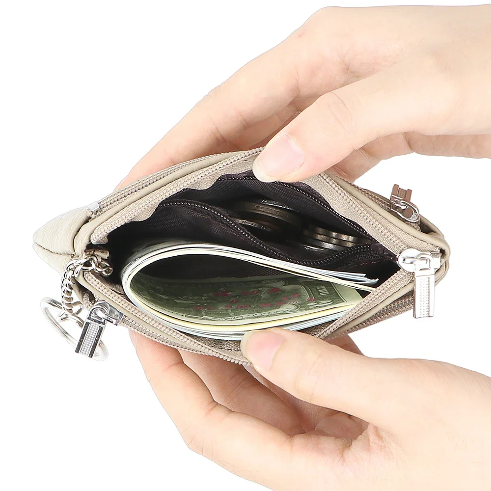 URBAN MASTER Keychain Coin Purses for Women, Genuine Leather Storage Bag, Zipper Small Wallet, Fashion Simple Clutch Purse 1712