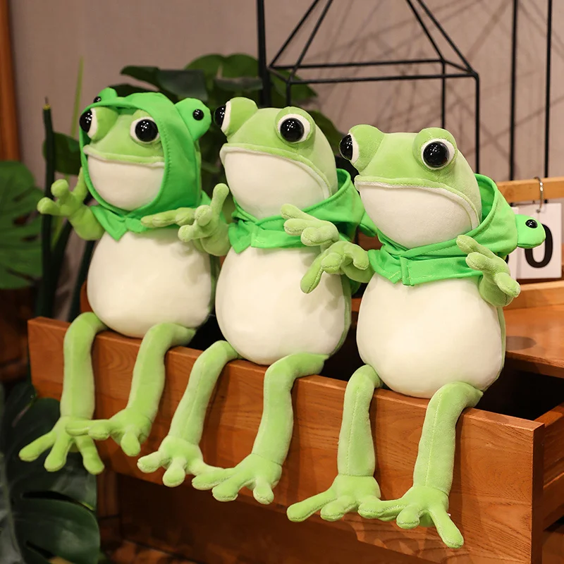 Kawaii Cloak Frog Plush Toy Soft Stuffed Animal Lovely Hat Big Eyes Anime Doll Baby Hug Pillow Children Boy Birthday Gifts