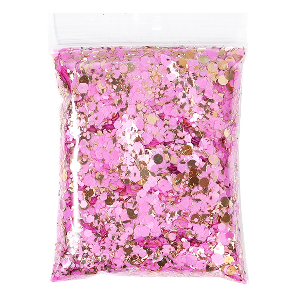 Nail Glitter 50g/bag Holographic Chunky Princess Series Gold Cosmetic Craft for Epoxy Resin Nail Sequins