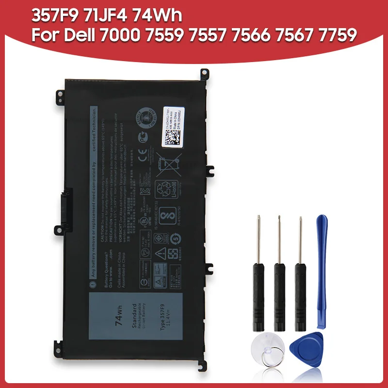 Оригинальный сменный аккумулятор 74Wh 357F9 71JF4 для ноутбука Dell Inspiron 15 дюймов 7000 7559 7557