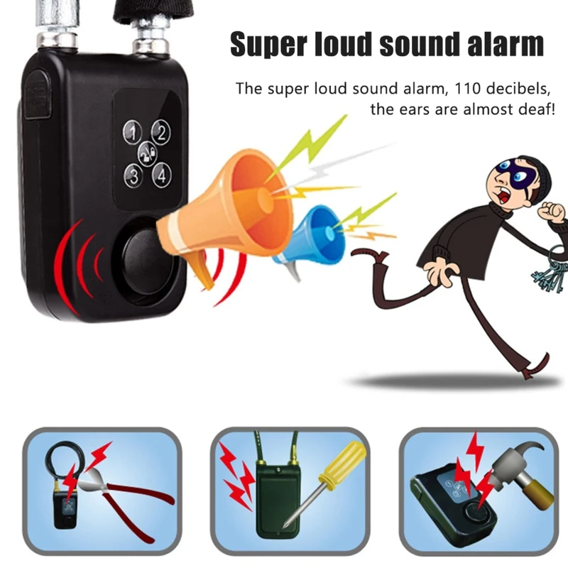 Elecpow Bike Motorcycle Lock Alarm Wireless Remote Control Waterproof 110dB Scooter Burglar Vibration Alarm Cable Lock
