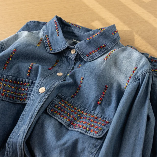 Camisa Vaquera Blusas De Mezclilla Para NiÃ±a Camisas Vaqueras De