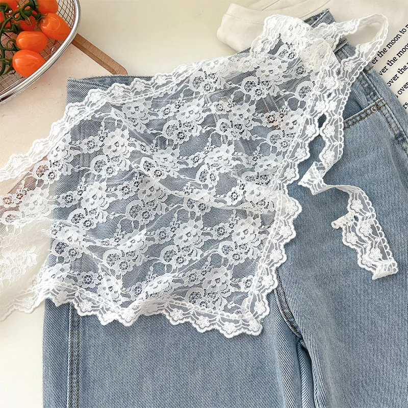 Lace Triangular Headscarf for Women Simple Rose Hair Accessory French Retro Countryside Style Headband Hair Accessories