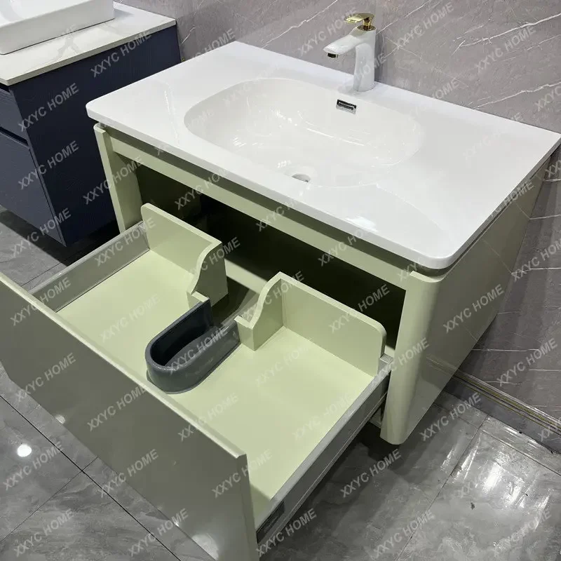 Oak Bathroom Cabinet Modern Minimalist Washstand Bathroom Hand Washing Washbasin Cabinet Smart Mirror