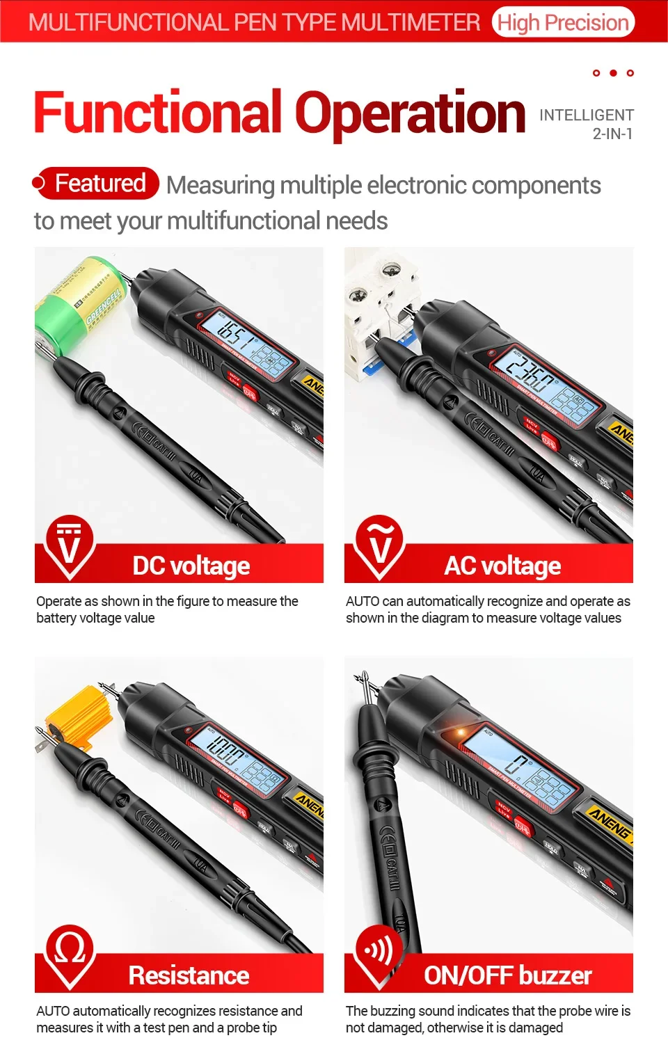 Digitaler Spannungsprüfstift ANENG A3006/A3005 Multimeter 4000-Zählungsstifttyp Multimetro Voltmeter Test Automotriz Diodenmessgerät Werkzeuge – Detail 1