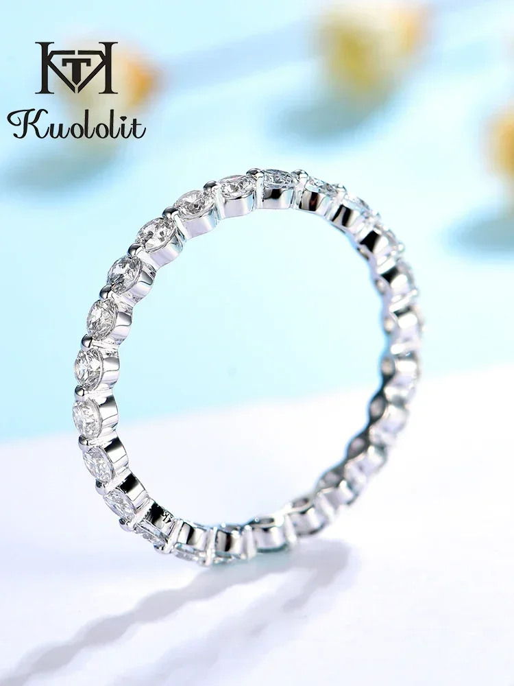 585 14K 10K White Gold Bubble Ring for Women 2.5mm Round Cut Moissanite Solitaire Eternity Full Band For Engagement New moissanite ring gold rings golden ring