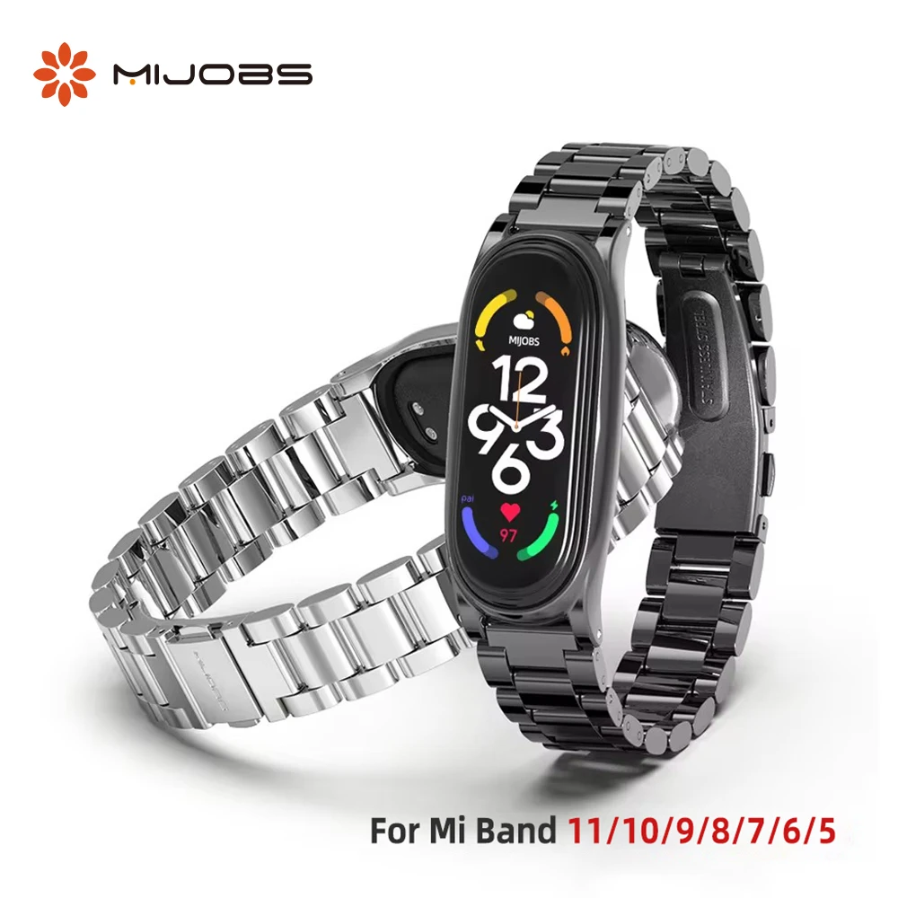 Metal Strap for Mi Band 11 10 9 8 7 6 5 Bracelet for Xiao mi Mi Band 10 Strap for Mi Band 9 Mi Band 8 Wristband Stainless Steel