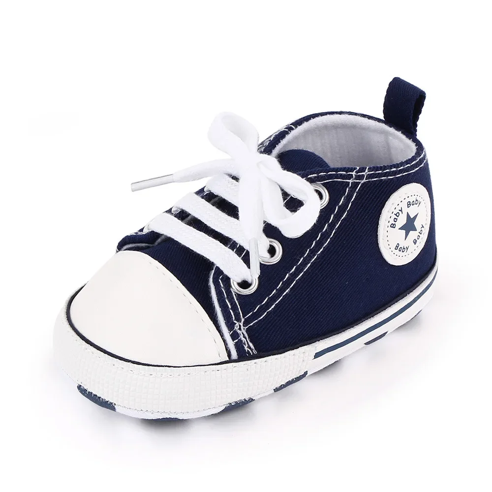 Baby Canvas Classic Sneakers - Star Print First Walkers with Anti-Slip Soles