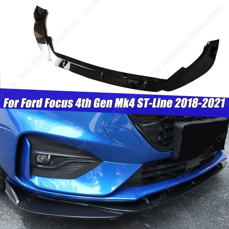 Car Front Bumper Splitter Lip Diffusore Spoiler Guard Trim Per Ford Focus 4Th Gen Mk4 St-Line 2018 2019 2020 2021 Tuning