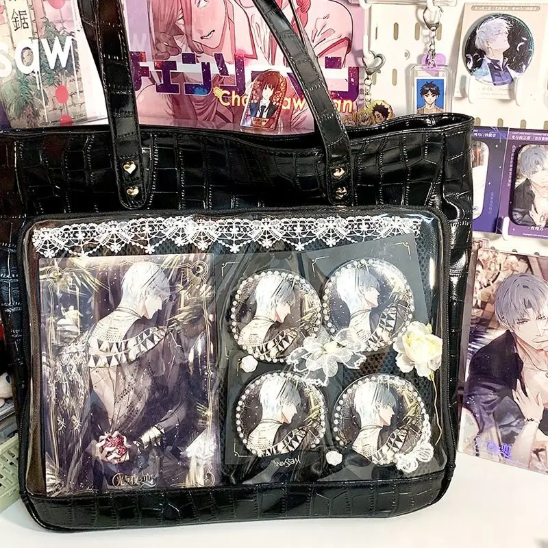 JIAERDI stile giapponese Itabag femminile borsa quadrata di grande capacità borsa a tracolla Kawaii per le donne Harajuku Anime Fan Shopping Bag
