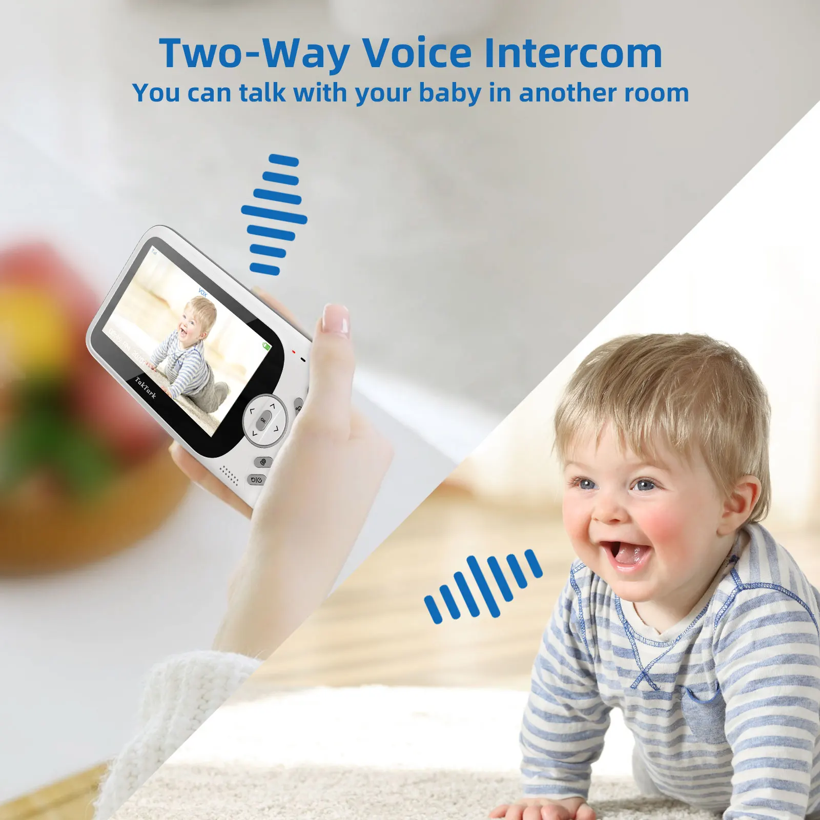 Monitor de bebé inalámbrico Intercomunicador de voz bidireccional de larga  distancia Señal inalámbrica digital Batería de larga duración 8 idiomas  Temperatura de visualización Canciones de cuna Automat