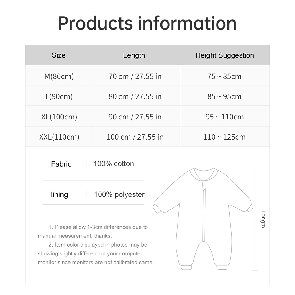 Baby Sleeping Bag Cute Flowers Print Toddler Sleepwear Walk Play Pajamas 2.5Tog Thick Winter Keep Warm Sleepsack 1-4 Years 6