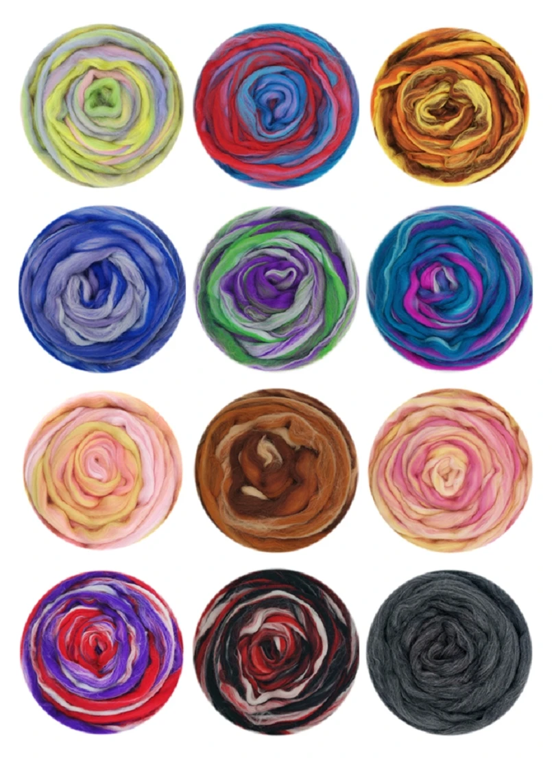 Needle Felting Wool 100g Blended Roving Hand Dyed Wool Top Merino Mixed Natural Roving for Needle Felting Kit