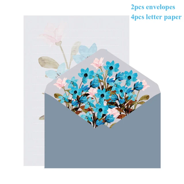 thumbnail image 1 of Juego de 6 sobres de papel para cartas, con diseño de flores, papelería kawaii, sobres para tarjetas de felicitación de boda, sobres para invitaciones, suministros para fiestas, 1 of 5