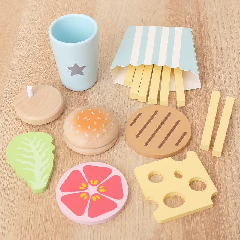 Wooden Pretend Play Food Kitchen Toys Classic Cutting Cooking Set Kids HousePlay Educational Imitation Game Toys for Girls Boys