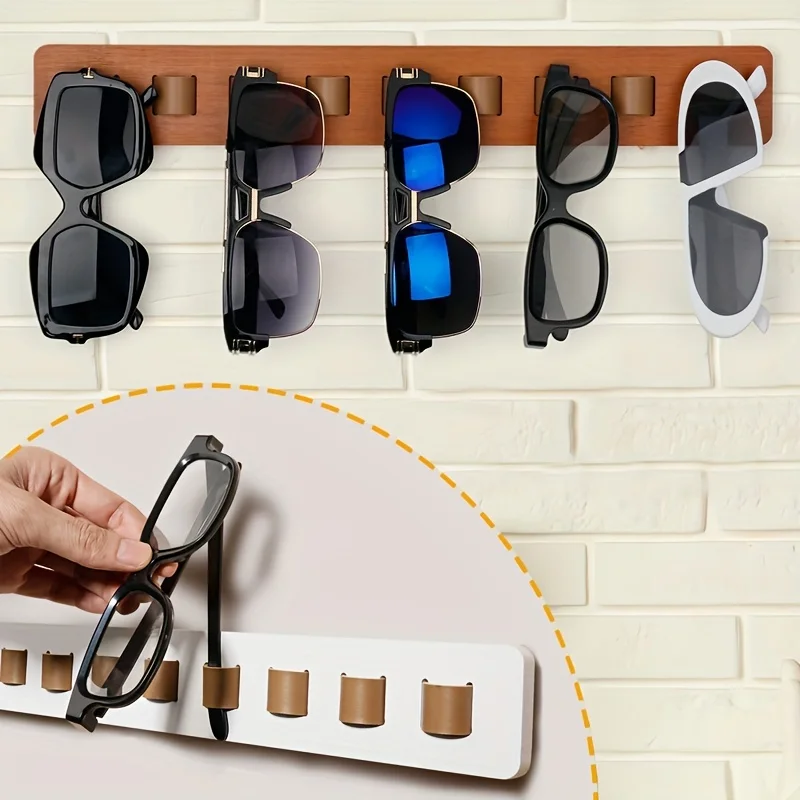 Sunglass Organizer Glasses Holder for Wall, Bamboo Wood Eyeglass