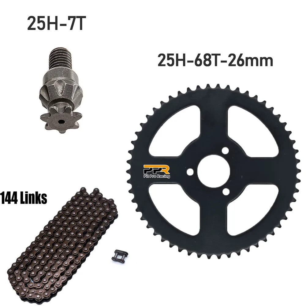 25H Chain 144 Links, 25H 68 teeth Rear Sprocket ,7 teeth