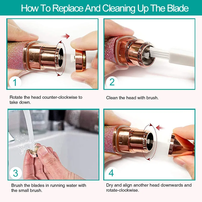 2 in 1 Rechargeable Electric Eyebrow Trimmer Lady Shaver Women Epilator Facial Hair Remover Pen Size Female Hair Shaving Razor 5