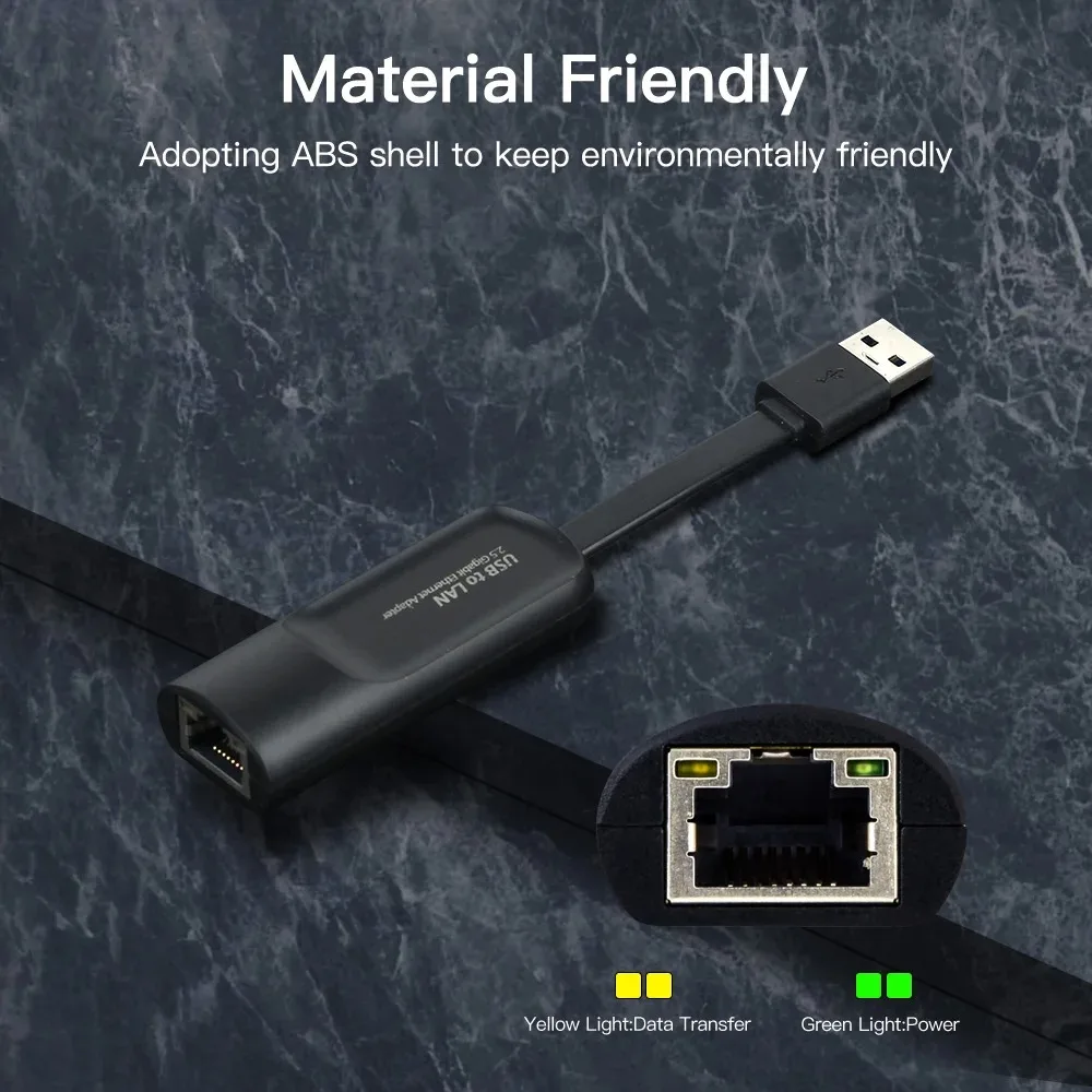 2500Mnps Wired USB 3.0 Type C USB To Rj45 Lan Ethernet Adapter 2.5G Ethernet Gigabit Adapter Lan Card Hub for MacBook iPad