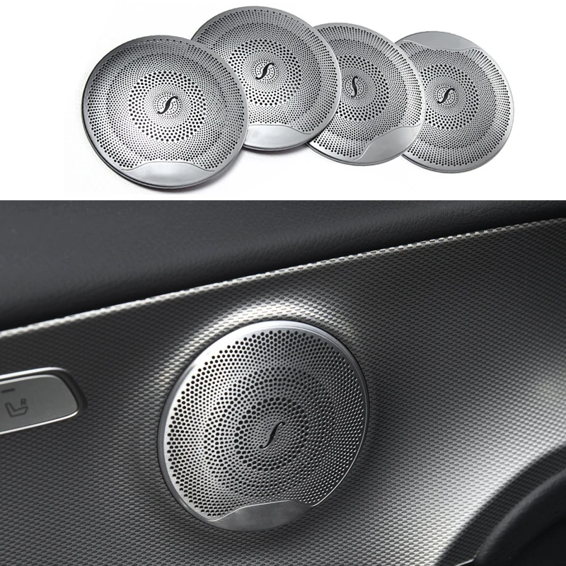 New 4 Pcs Car Door Audio Speaker Decor Cover Loudspeaker 3D Trim for Mercedes Benz S205 W213 W205 C253 X253 GLC Accessories