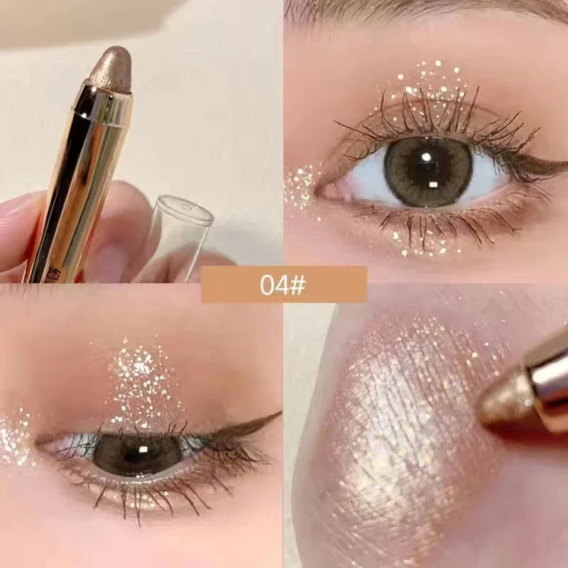 Double-headed Shimmer Eyeshadow Stick Easy Glitter Highlighter Eyeshadow Pencil Brightening Makeup Champagne Gold Eyeliner eyeshadow stick eyeshadow pencil eyeshadow pen eyeshadow eyeliner