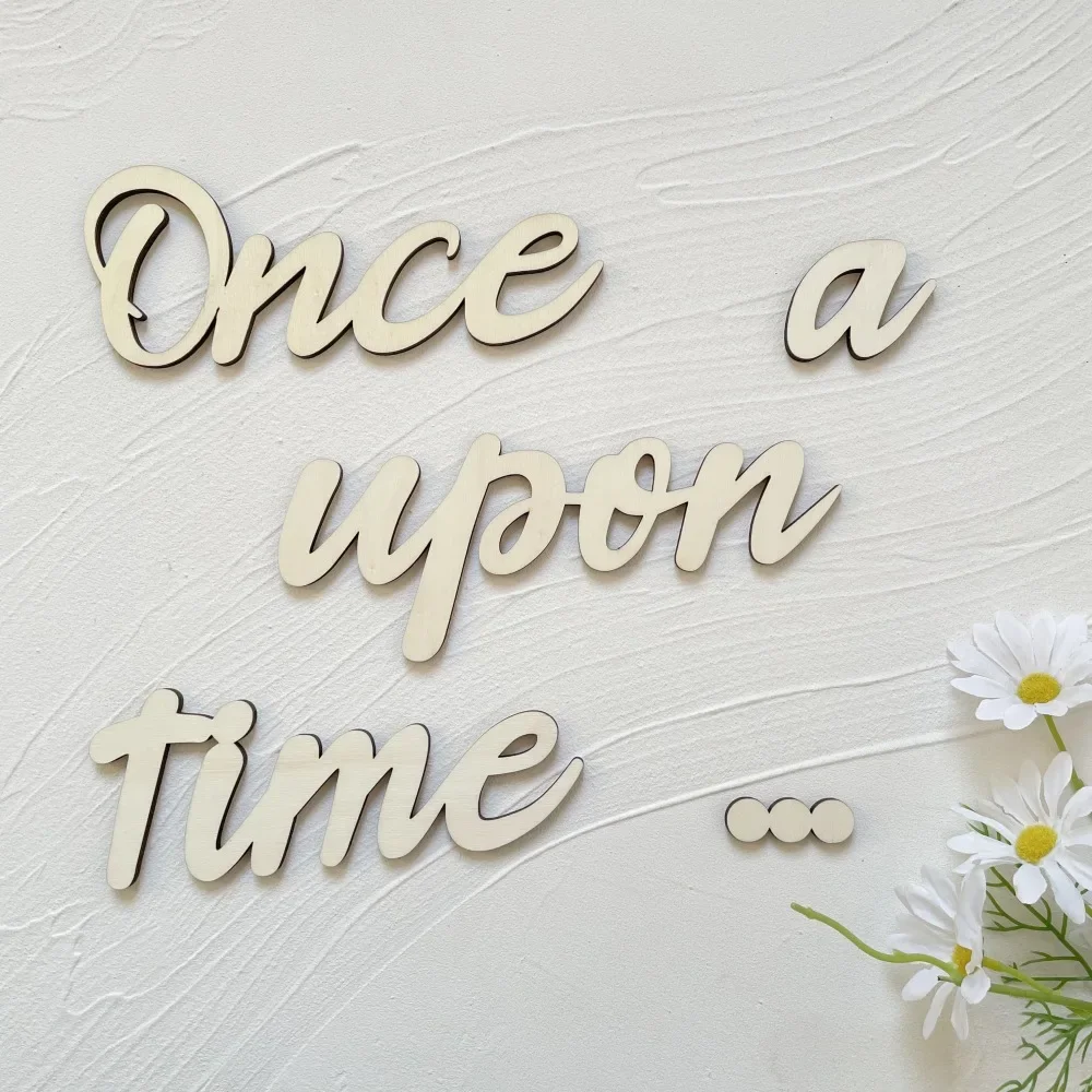 INS wooden wall stickers ONCE UPON A TIME photo props party layout decorative wall stickers - 3