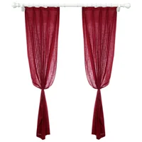 Retro Burgundy Cotton and Linen Curtains B&B Curtains for Living Dining Room Bedroom 2