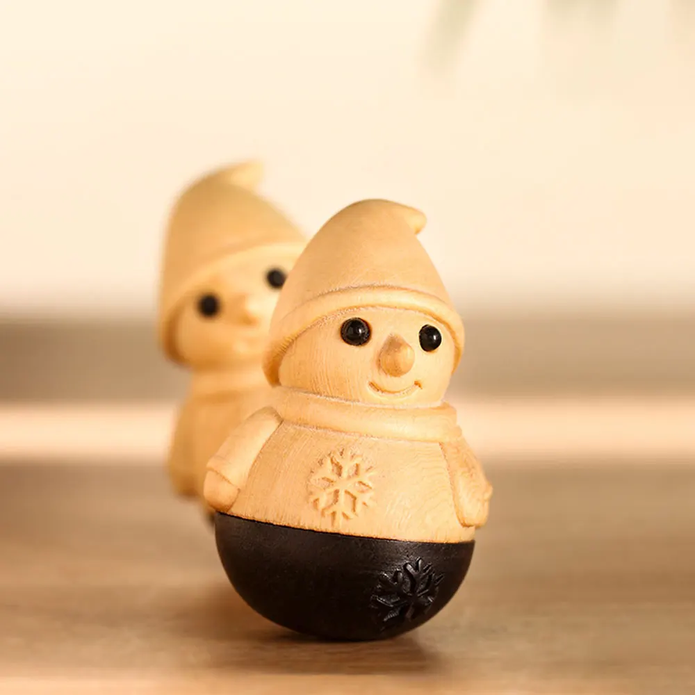 

Mini Wooden Snowman Tumbler Ornaments Children's Toys Christmas Home Decoration Gifts Crafts Collection