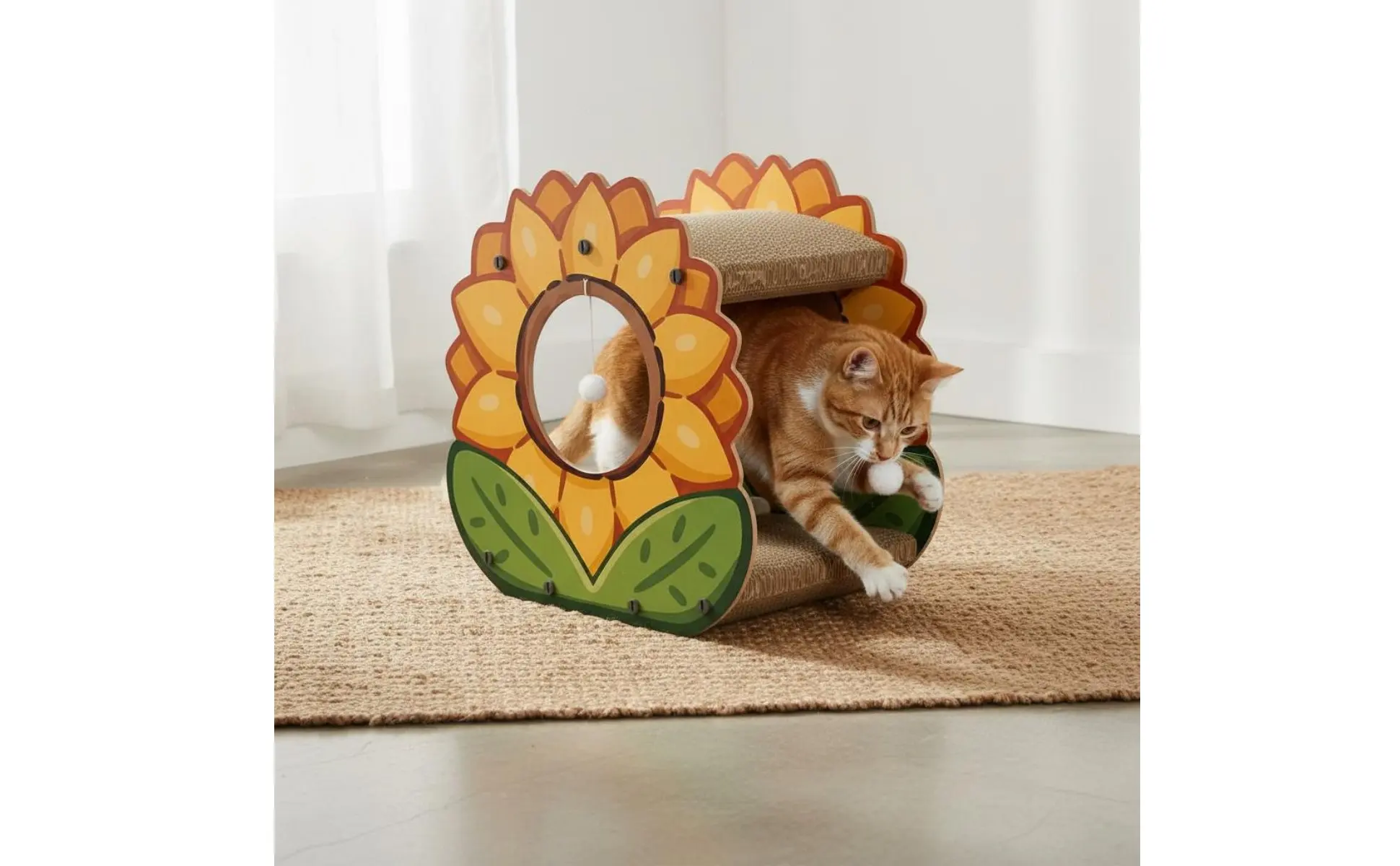 Marigold Cat Scratcher House Protects Furniture 2-Tier Cardboard Cat Lounger Corrugated Scrape Pad Mess Messless Stable