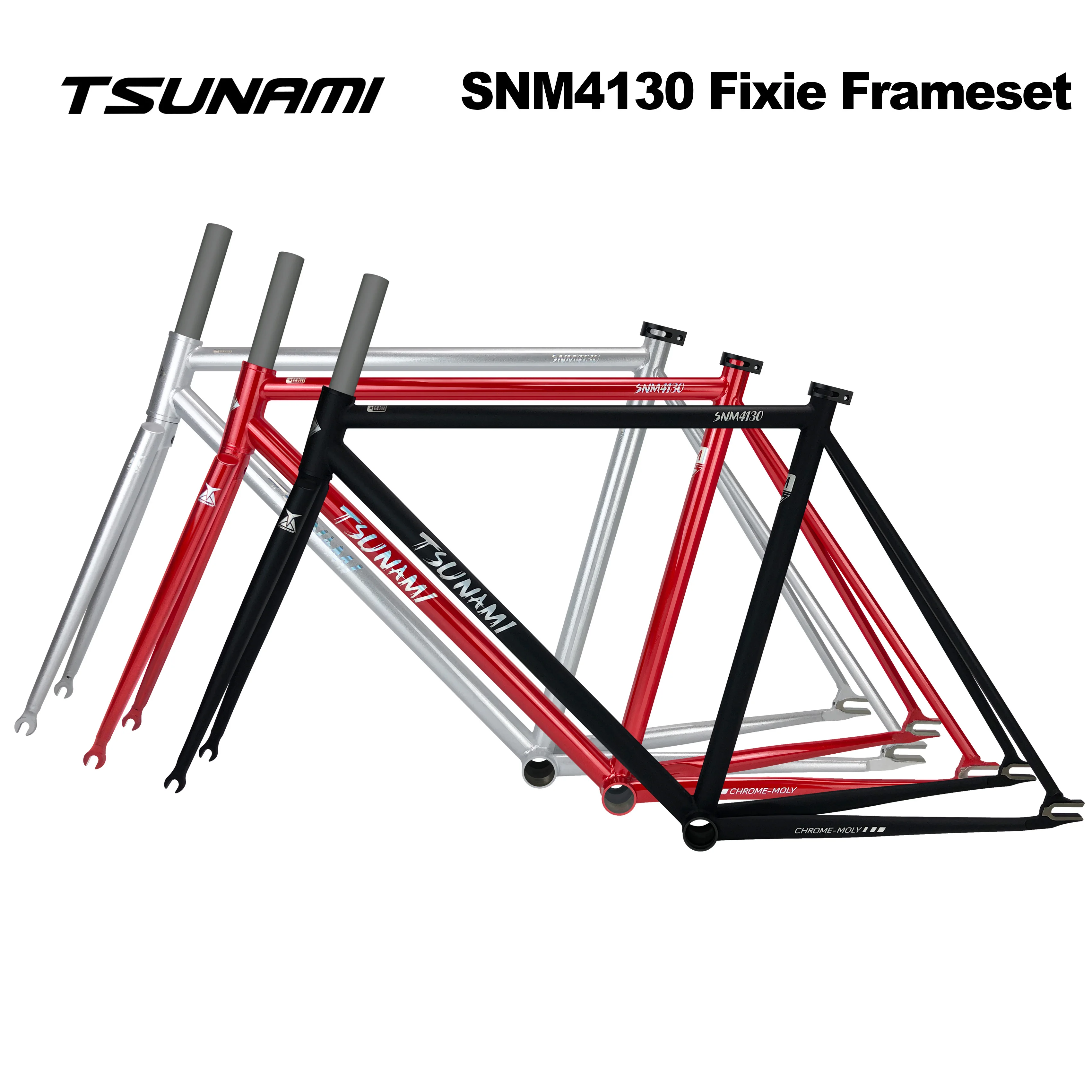 Tsunami SNM4130 Chromoly Fixed Gear Bike Frame Set 700C 50/52/55CM