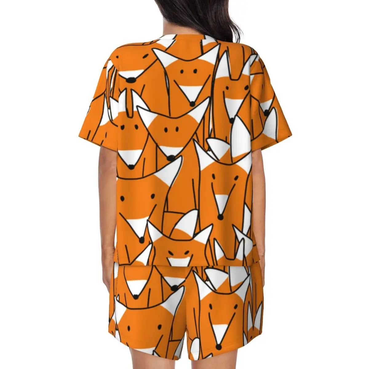 Women Pajamas Set Foxes Homewear Two-Piece Short-Sleeved Short