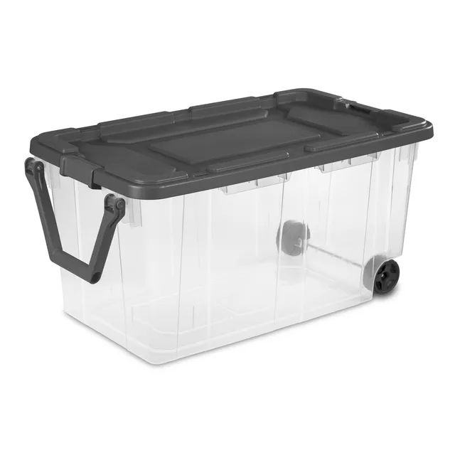 18604-786064.jpg (2 pack) 160 Quart Extra-Large Wheeled Storage Bin, Clear Storage Container with Latch Lid and Pull Handle, Durable, Dark Gray