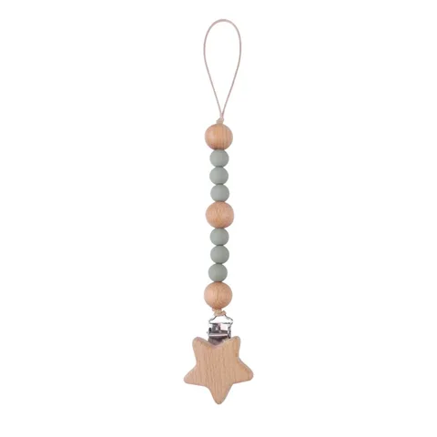 Wood Chew Beads Pacifier Clips Dummy Chain Holder Cute Soother Chains Nipple Appease Baby Teething Toy Baby Chew