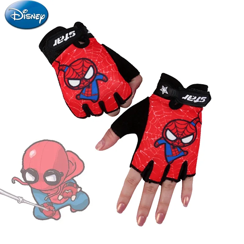 

Spiderman Children's Half Finger Gloves Spider Students High Elasticity Breathable Roller Skating Riding Fitness Gloves Gift