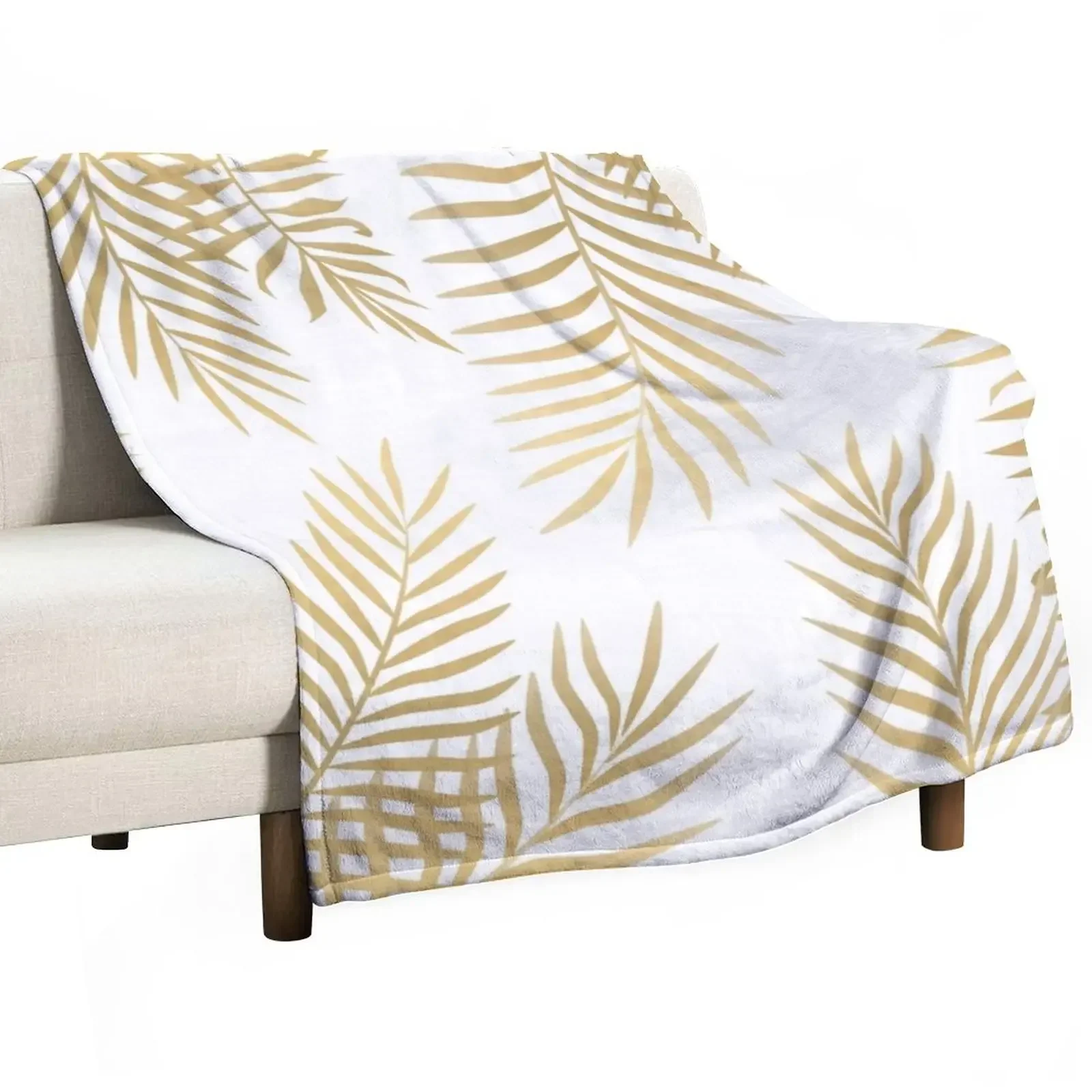 

Gold palm leaves Throw Blanket Plush Flannels Blankets