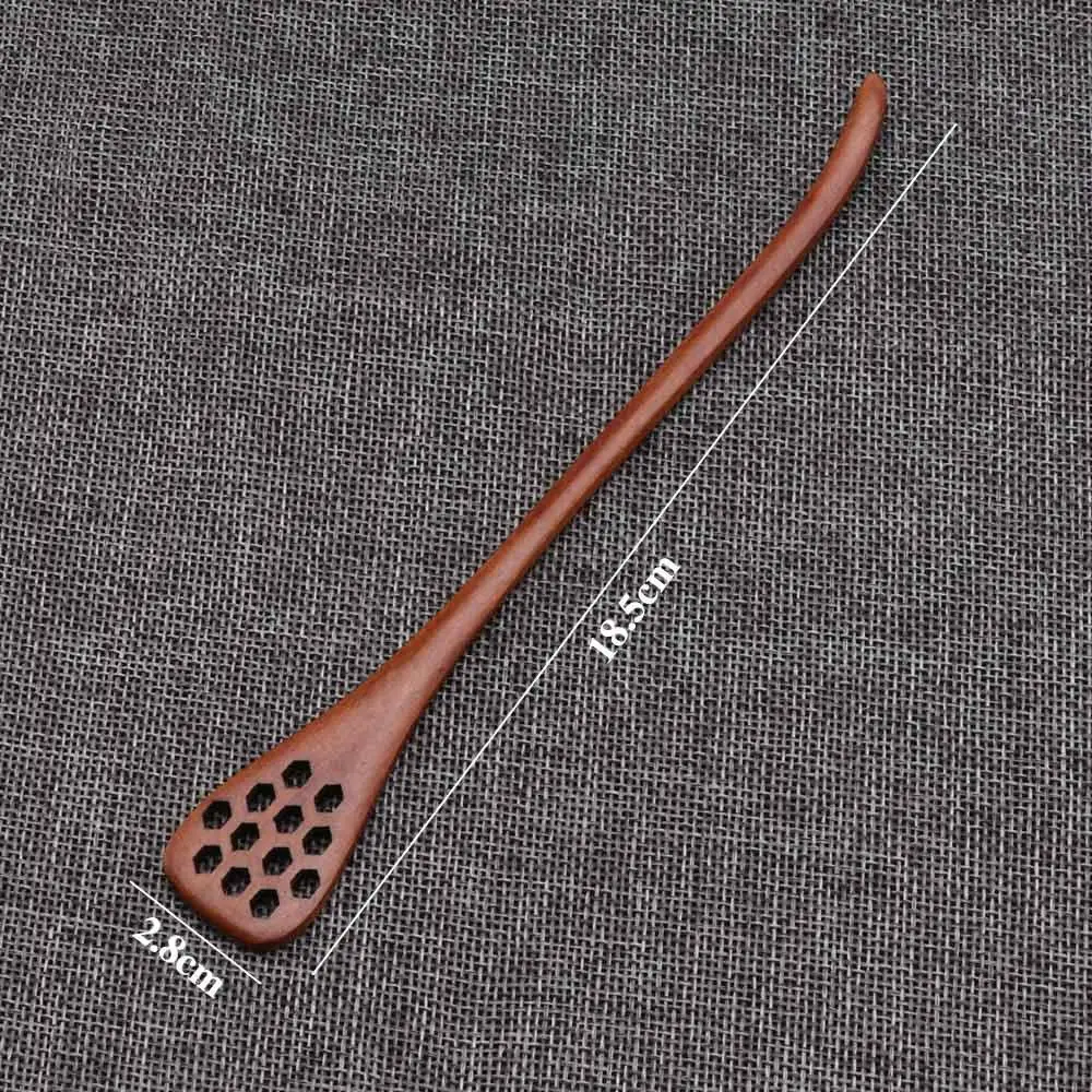 Wooden Spoon Glass Honey Dipper Sticks Wooden Honey Dipper Sever Mixing Stick Spoon Honeycomb Heart Pattern