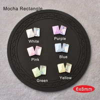 New Colored Mocha Pointed Bottom Rectangular 6x8mm Nail Art Rhinestone Macaron Style K9 Glass Manicure DIY Decoration 20/50pcs 2