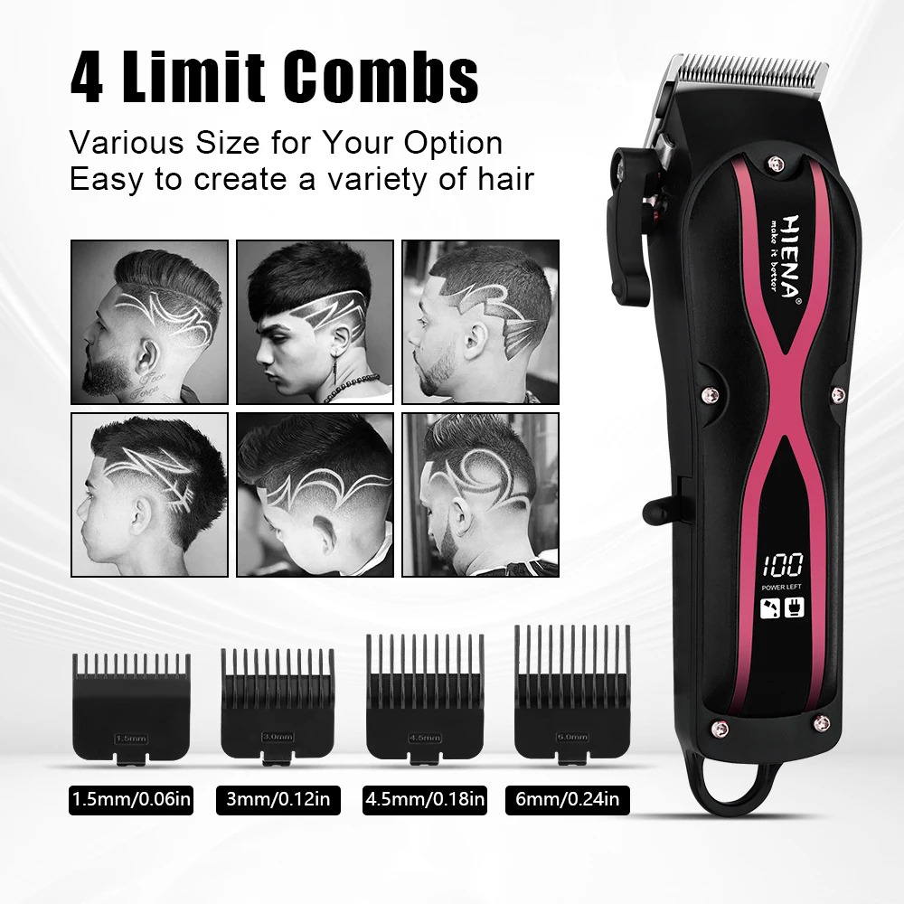 최신 전기 머리 깎기 충전식 남성용 전기 면도기 헤어 트리머 전문 이발사 무선 헤어 커팅 머신