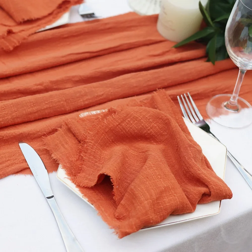 Washable 10 Pcs/lot Wedding 40cm*40cm Dusty Pink Green Ivory Cotton Cheesecloth Gauze Table Napkin Linen Napkins